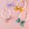 Necklace Adjustable Bright Color Lobster Clasp Design Allergy Free Easy-wearing Show Unique Charm Resin Imitation Pearl Pet Cat Bow-knot Necklace Pet
