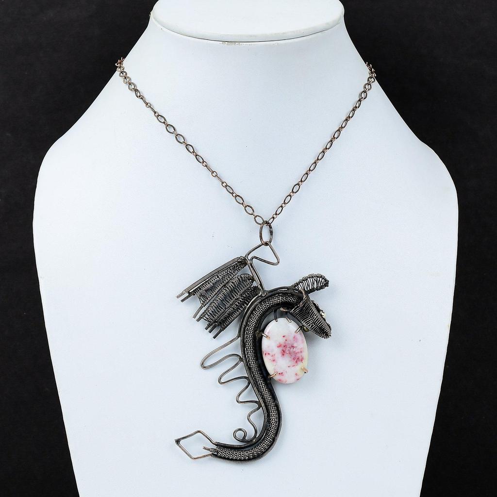 Cinnabarite Pendant Copper Wire Wrapped Gemstone Jewelry Handmade Pendant Dragon Pendant Cinnabarite Jewelry Copper Wire Wrap Pendant Wedding Gift