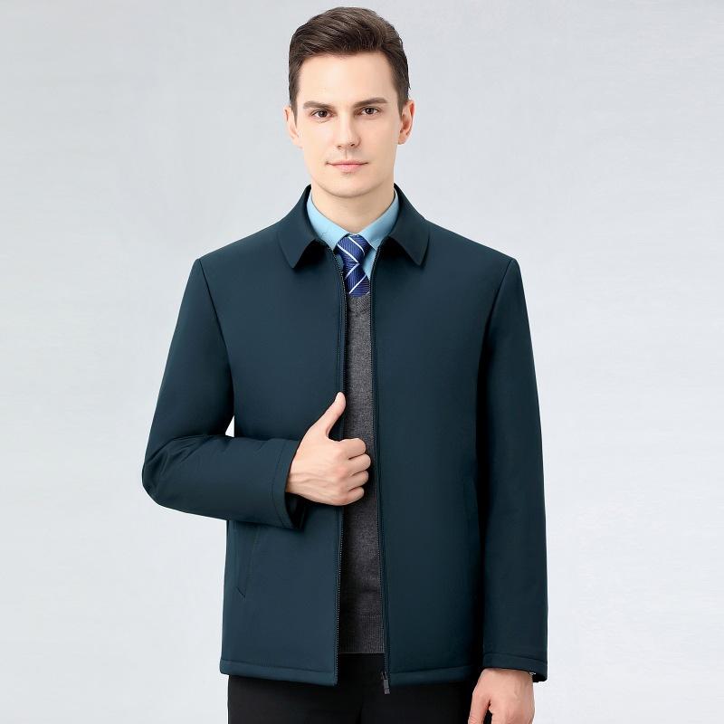 Осенне-зимнее мужское утолщенное теплое пальто, повседневная куртка-пуховик с отложным воротником для папы среднего возраста