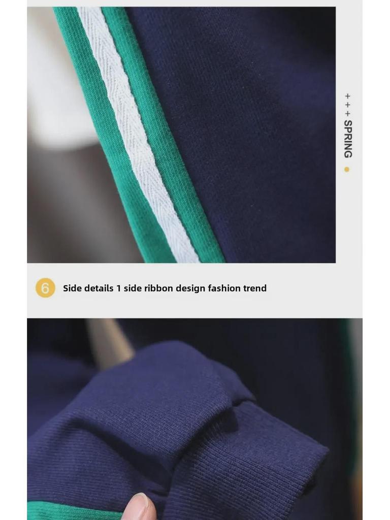 Комплект из двух предметов для мальчиков осень 2024 года: корейская толстовка с длинными рукавами и повседневные брюки