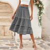 Женская повседневная юбка А-силуэта с высокой талией, юбка в полоску с принтом в горошек и карманами