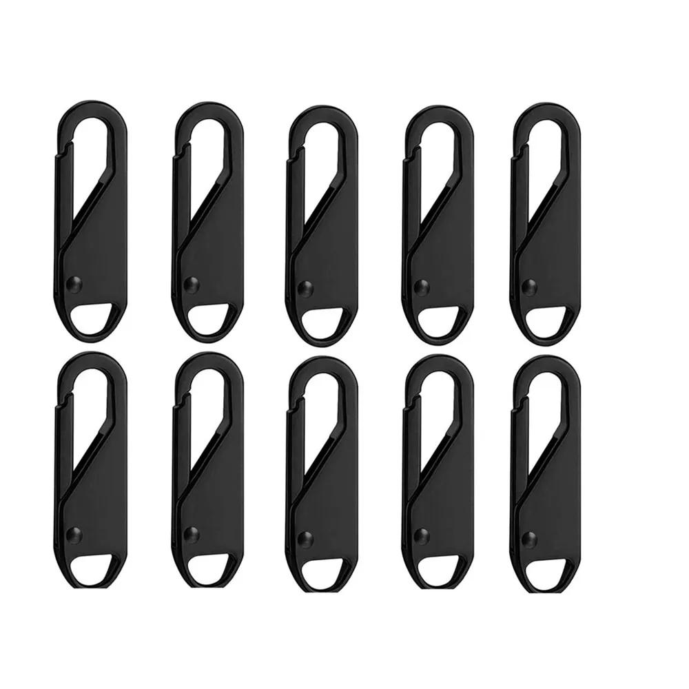 10pcs Zipper Sliders Cord Pack Universal Zipper Pull Repair Kit – Replaceable Metal Sliders & Strings for Clothing, Bags