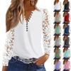 Women's T Shirt Tee Button Lace Long-sleeved  Daily Weekend Fashion Basic V- Neck Regular Top