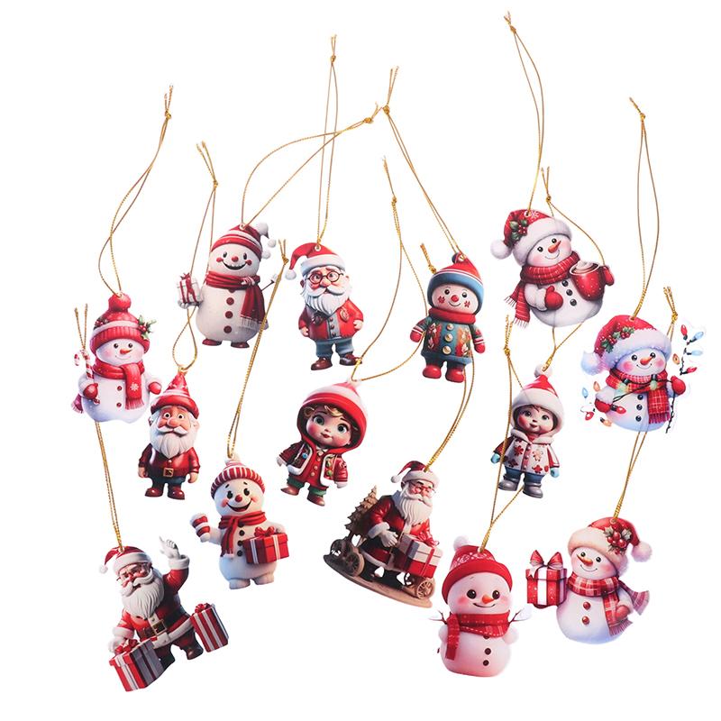 1 шт. 2D акриловый мультяшный рождественский снеговик для дома, сада, рождественской елки, праздничные украшения, принадлежности для рождественского украшения