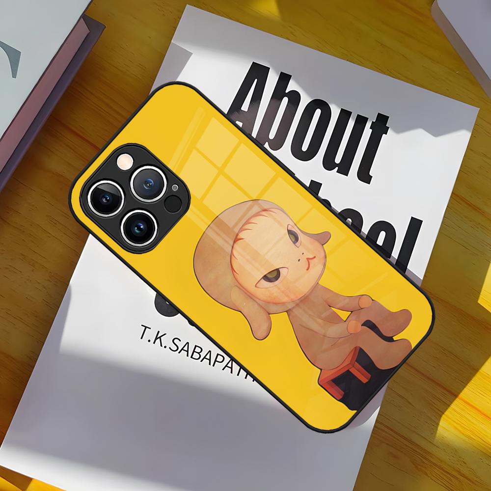 Cartoon Yoshitomo Nara Phone Case Glass Cover For IPhone 17 15 Pro Max 14 Pro 16 12 11 13 Mini X XR XS 8 7 Plus SE