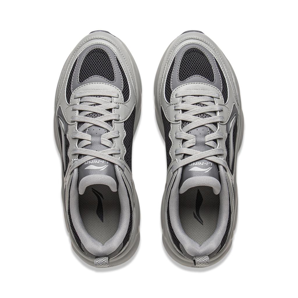 New LiNing Coconut Milk Cushioning, Slip Resistant, Abrasion Resistant Support Low Top Chunky Sneakers Men's Gray Black AGCV403-2