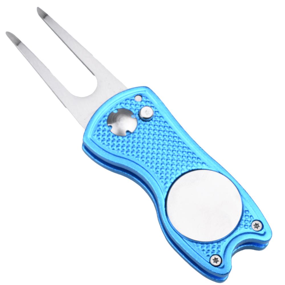 Металлический складной инструмент для ремонта дерна для гольфа с маркером для гольф-мяча