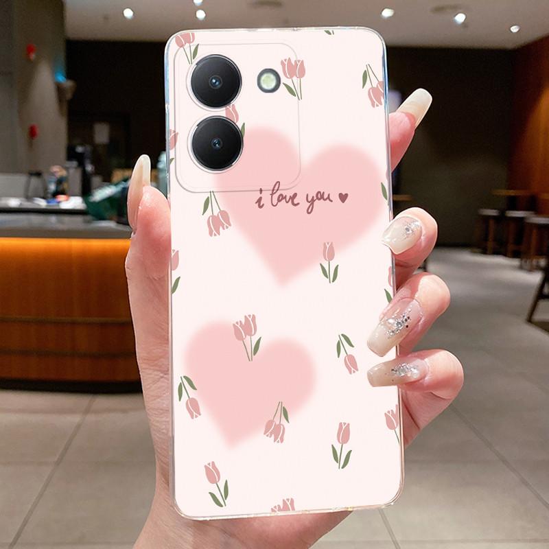 For Vivo Y27s Case V2322 Clear Aesthetic Fashion Butterfly Flowers Soft TPU Bumper For Vivo Y27 5G V2302 Phone Case Back Cover