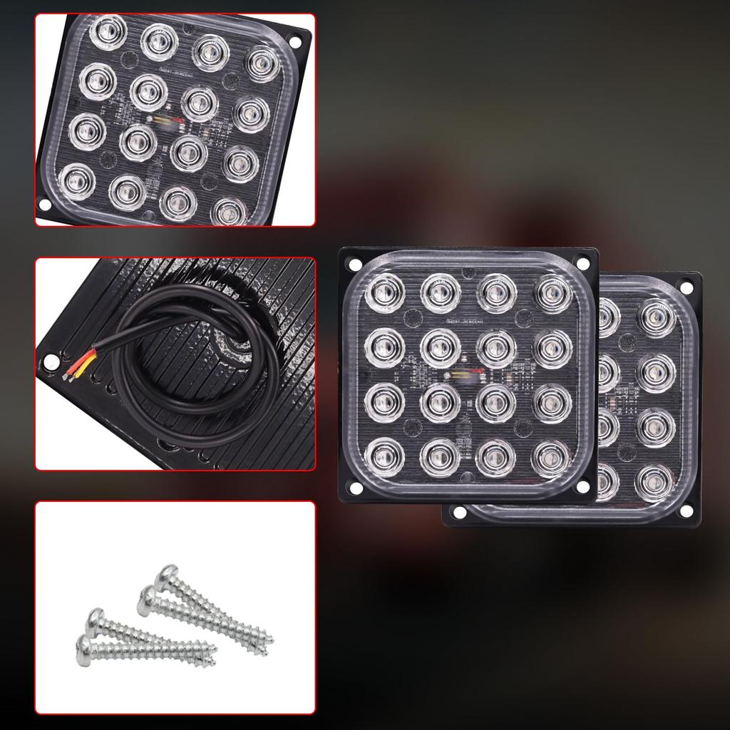 Ygmylandbb LED Strobe Light Truck Side Marker Lamp Emergency Warning Light 12V 24V Square 16 LEDs Steady On and Fast Flashing Flash Light for Set of 2