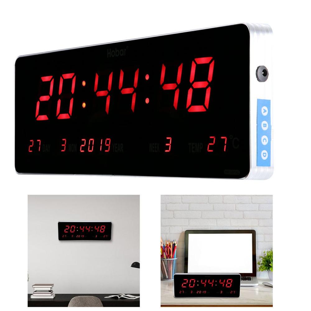 LED Screen Digital Clock Red Number Wall Hanging Clock Convenient Desktop Clock Bedroom