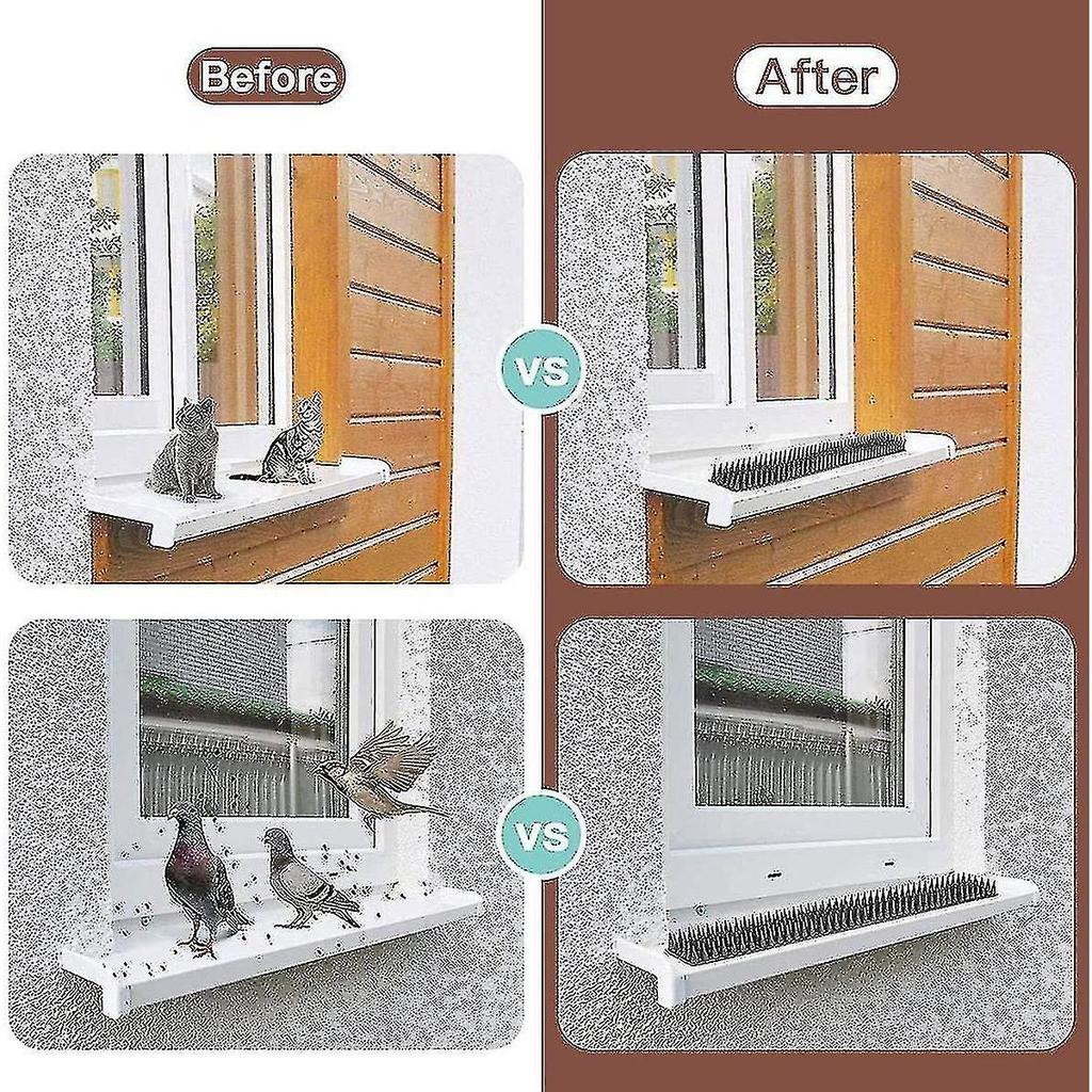 4.8 Meters Pigeon Repellent Bird Spikes Kit, Stainless Steel Bird Spikes Safe For Pigeons/birds/seagulls/sparrows, Installed By Window, Balcony Garden