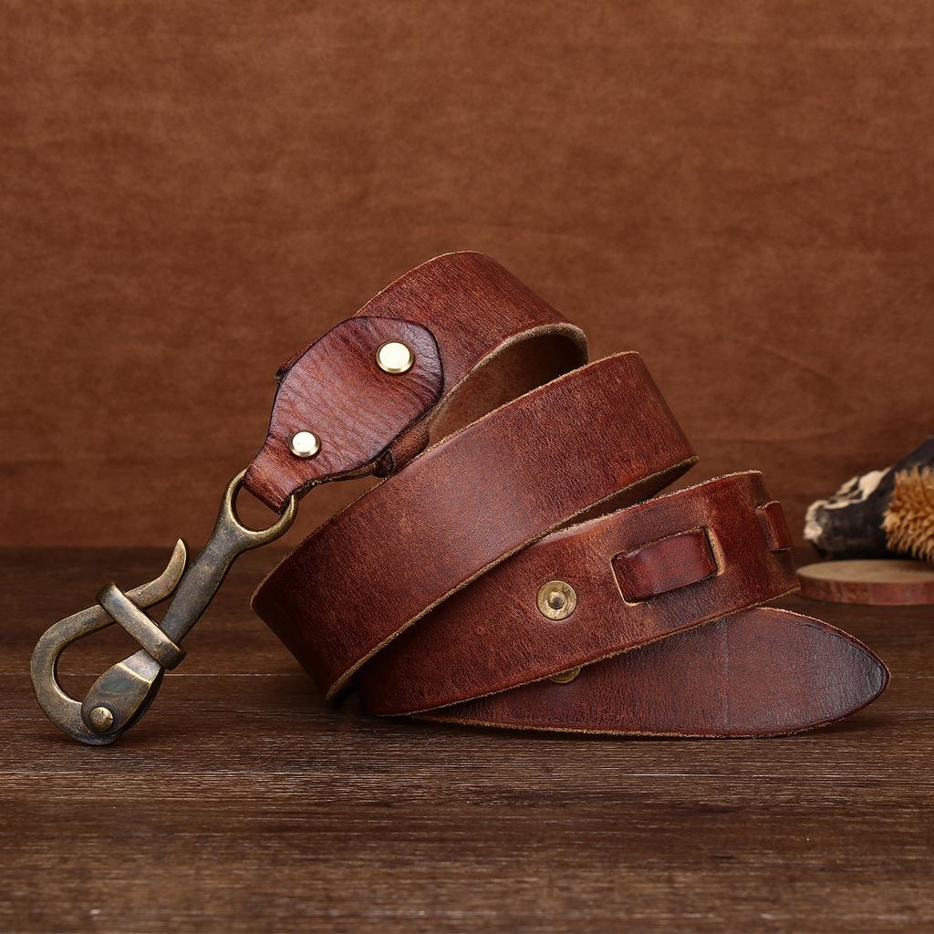 Ремень мужской замок промытый старый ретро медный ремень ручной работы из коровьей кожи первого слоя