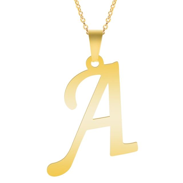Золотые ожерелья с алфавитом для женщин, ювелирная цепочка на шею, 26 букв, подвески, ожерелье, колье из нержавеющей стали, женский аксессуар