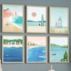Абстрактное летнее плавание, прыжки, серфинг, морской пейзаж, постеры, холст, картина, минималистичная настенная картина, принт, гостиная, домашний декор