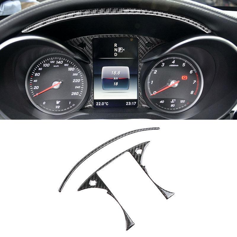 For Mercedes Benz C Class W205 2015- Soft Carbon Fiber Car Interior Dashboard Panel trument Speedometer Frame Cover Trim