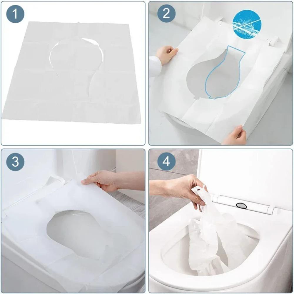 50pcs/lot Disposable Toilet Seat Cover 10pcs Waterproof Soluble Safety Travel/Camping Hotel Bathroom Accessiories Mat Portable