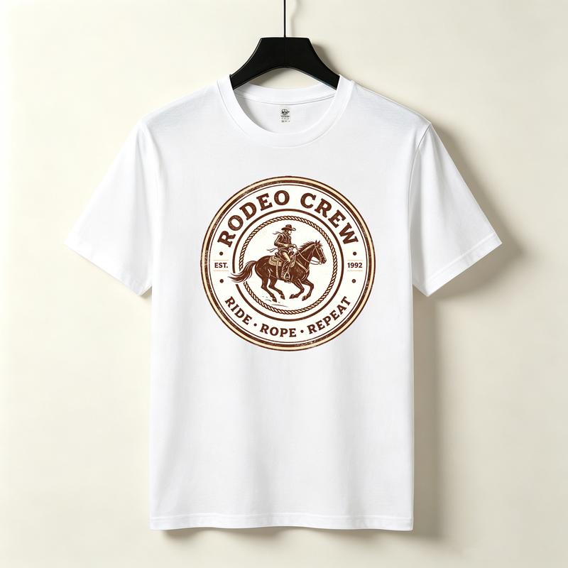 Western Spirit Ride Hard T Shirt Vintage Cowboy Riding Horse Graphic Tees Retro Western Country Short Sleeve Cotton Casual Tops