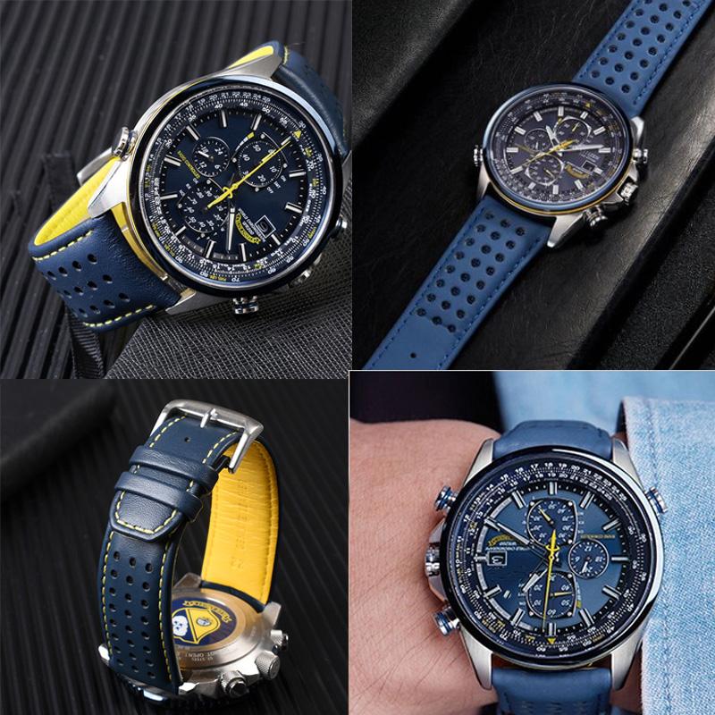 22мм 23мм Ремешок для часов из воловьей кожи для мужских часов CITIZEN Blue Angel Generation серии AT8020-54L AT8020-03L