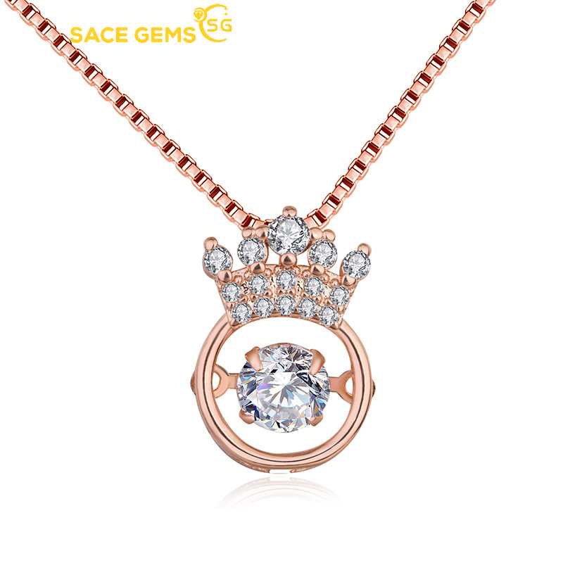 Sace Gems Crown Modelling Copper Alloy Zircon Women Pendant Necklace Fashion Gift