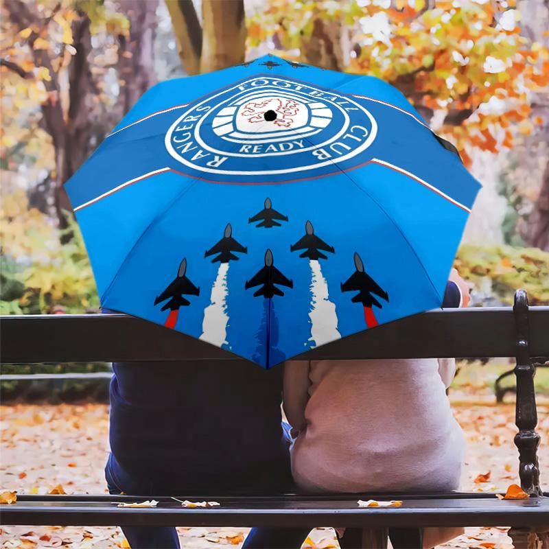 1 PC Automatic Folding Umbrella - Rangers Fc Pattern Portable Foldable Design With 8 Ribs Christmas Birthday Gifts