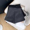 2024 Женские Зимние Шерстяные Шорты с Широкими Штанинами и Высокой Посадкой со Складками