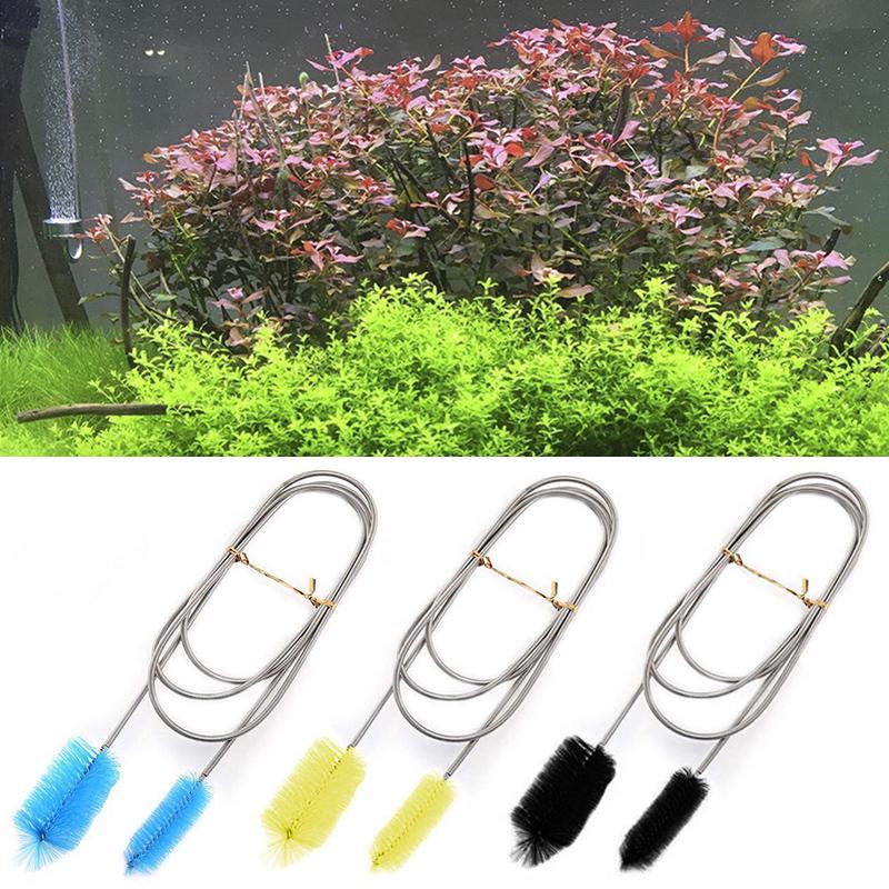 Популярный U-образный нейлоновый шланг для аквариума, пружинная щетка, щетка для воздушной трубки, щетка для чистки из нержавеющей стали, 1 шт., щетка