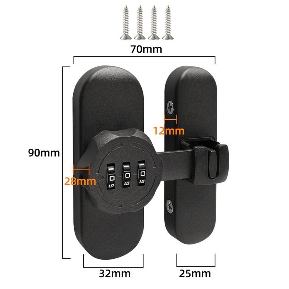 Zinc Alloy 3 Digit Combination Lock for Sliding Doors and Filing Cabinets Dimensions 90x70x28mm Concealed Screw Installation
