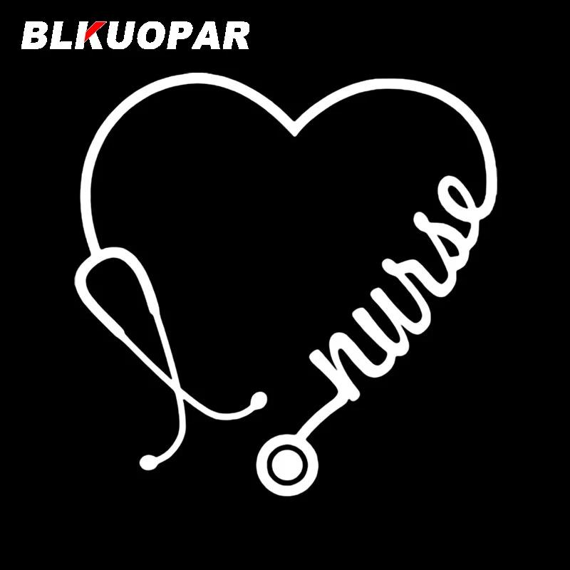 BLKUOPAR Наклейки на машину 'Сердце медсестры и стетоскоп', Виниловые, Персональные, Вырубные, Защита от царапин, Защита от солнца, Графика на багажник, Автоаксессуары