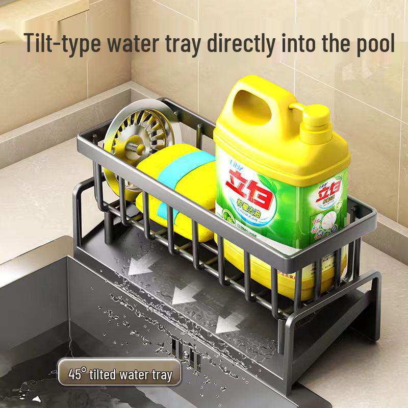 Wall-Mounted Sink Rack: Dish Soap Holder & Drainer for Sponges and Steel Wool.