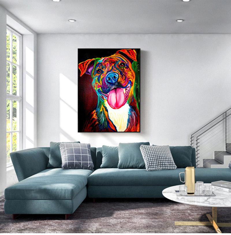 Красочные абстрактные собаки с животным принтом, холст, живопись, постеры и принты с животными, настенные панно для украшения комнаты, без рамки