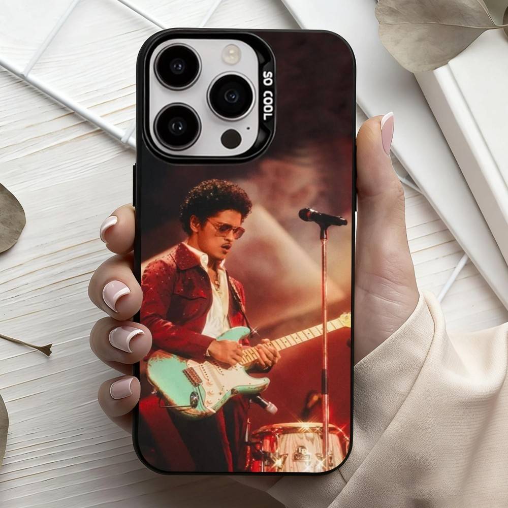 Чехол для телефона с изображением талантливого певца B-Bruno M-Mars для iPhone 17, 16, 15, 14, 13, 12, 11 Plus, Pro Max Черный Конфетный Посеребренный Чехол