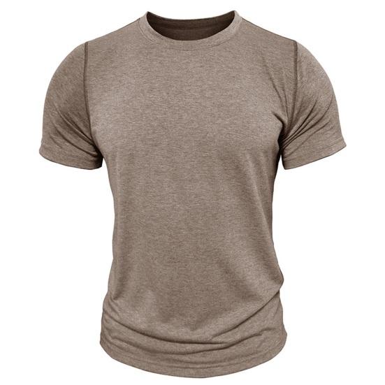 Men's Round Neck T-shirt Cotton Solid Color Short Sleeve Basic Tee Pullover