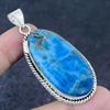 Neon Blue Apatite Gemstone 925 Sterling Silver Jewelry Pendant 2.60"
