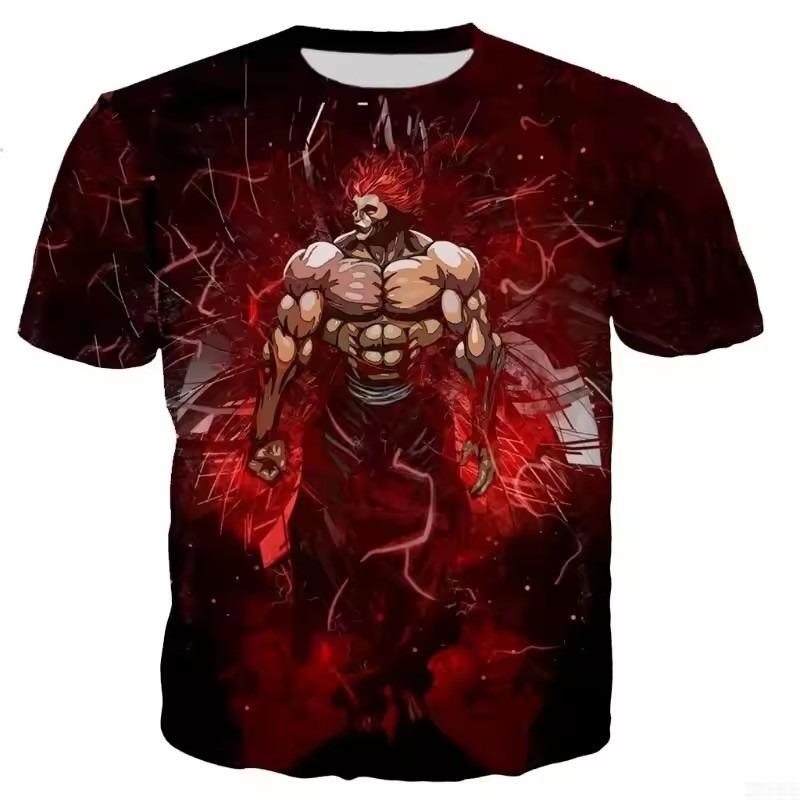 Anime 3D Muscle Printing Street Wear Men's Fashion Trend Street Round Neck T-shirt