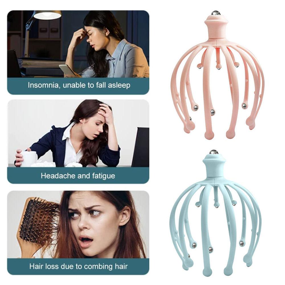 Массажер для головы осьминога, массажер для головы, терапевтическое облегчение боли, стимуляция вибрации, акупунктурная точка, расслабляющий коготь, уход за здоровьем