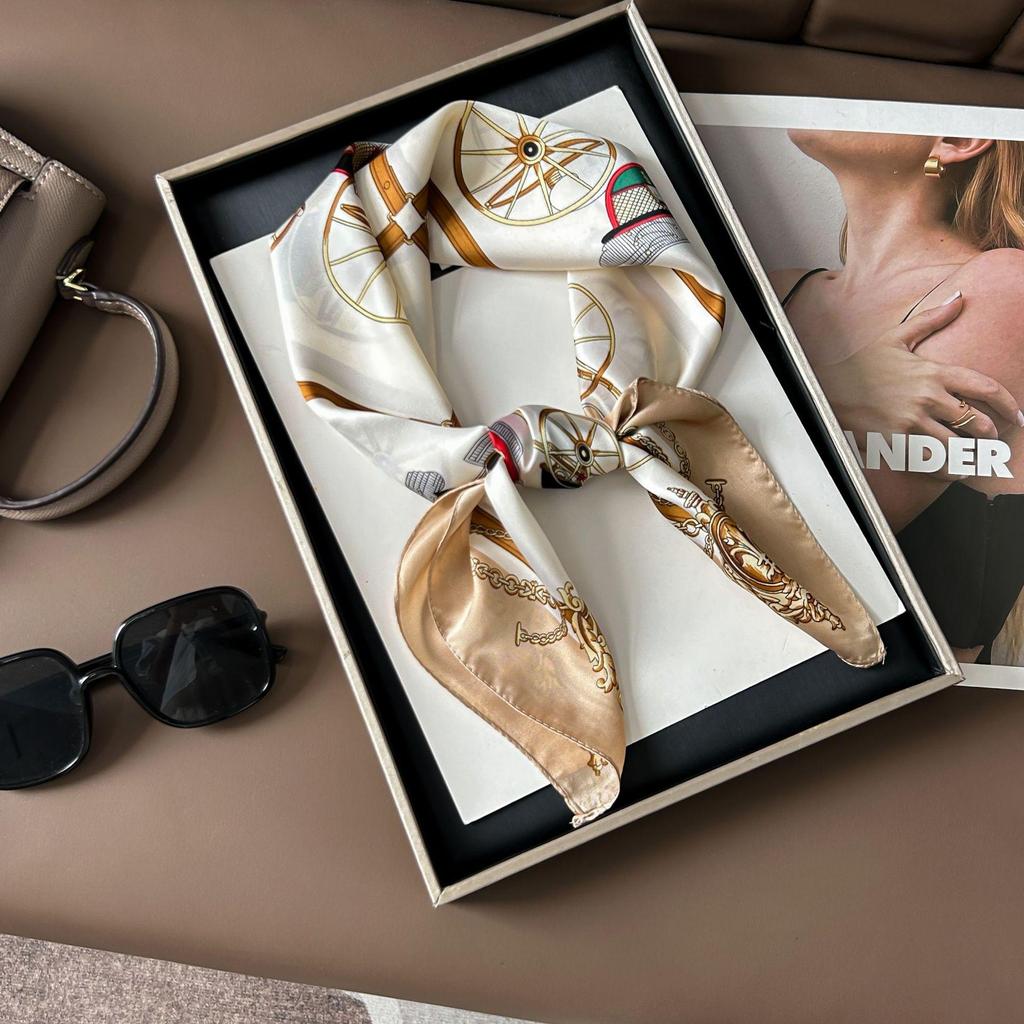 Шелковый шарф премиум-класса с принтом в корейском стиле - Универсальный модный аксессуар