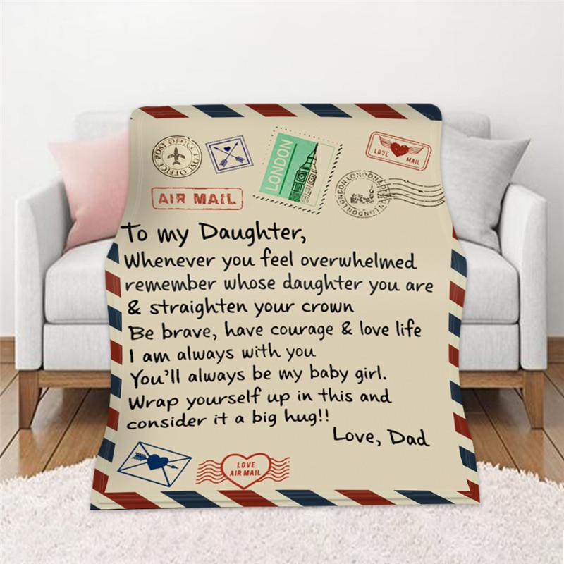 Letter To My Daughter Dad Mom Soft Plush Sofa Blanket Birthday Gifts Home Decor Bed Blankets