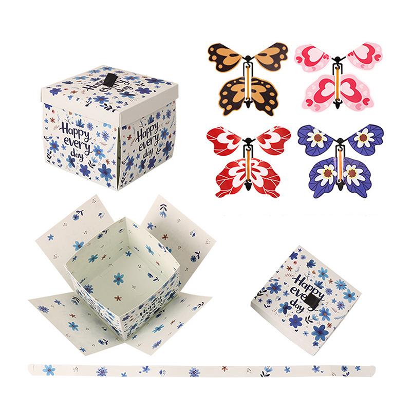 1 упаковка Коробка-сюрприз с летающей бабочкой, Коробка-взрыв с бабочками, Розовая коробка для розыгрышей, сделай сам, На день рождения, свадьбу, Рождество