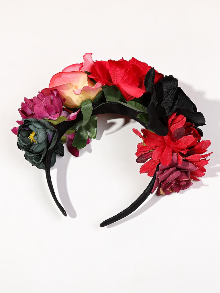 1 Pcs Custom Mexican Flower Crown Day Of The Dead Headpiece Hawaiian Boho Frida Floral Halloween Party Headband Quality