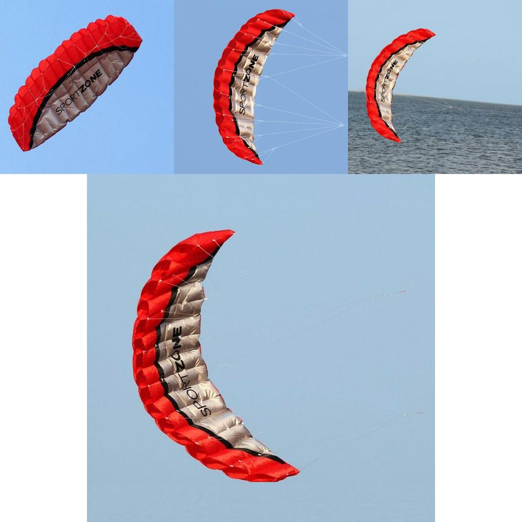2,5 м Двухстрочный Парафойл Парашют Каскадер Спорт Пляж Уличные Игрушки Красный Воздушный Змей Премиум Клетчатая Ткань**