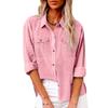 Women Casual Large Size Autumn Fashion Long Sleeve Solid Color Button Shirt Loose