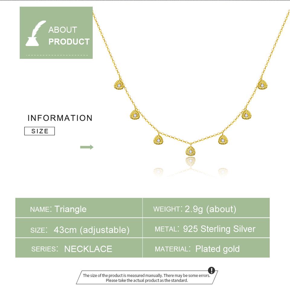 Короткое колье-колье BAMOER, стерлинговое серебро 925 пробы, треугольные цепочки, ожерелья, антиаллергенные украшения