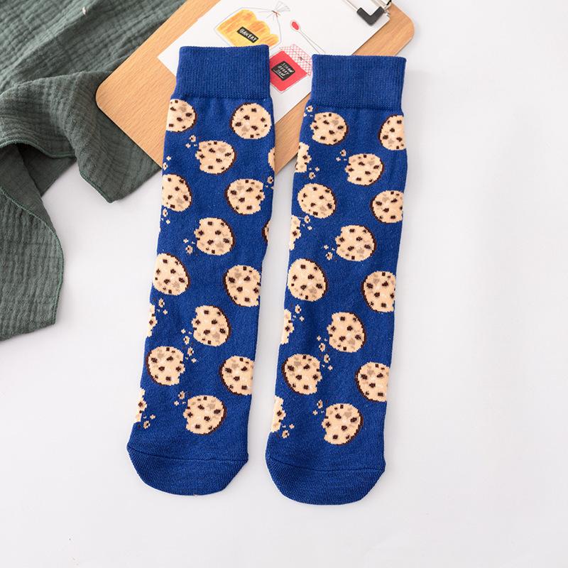 Funny Harajuku Women Casual Cartoon Fruit Sock Hot Sale Banana Avocado Lemon Egg Cookie Donuts Colorful Japanese Skateboard Sock
