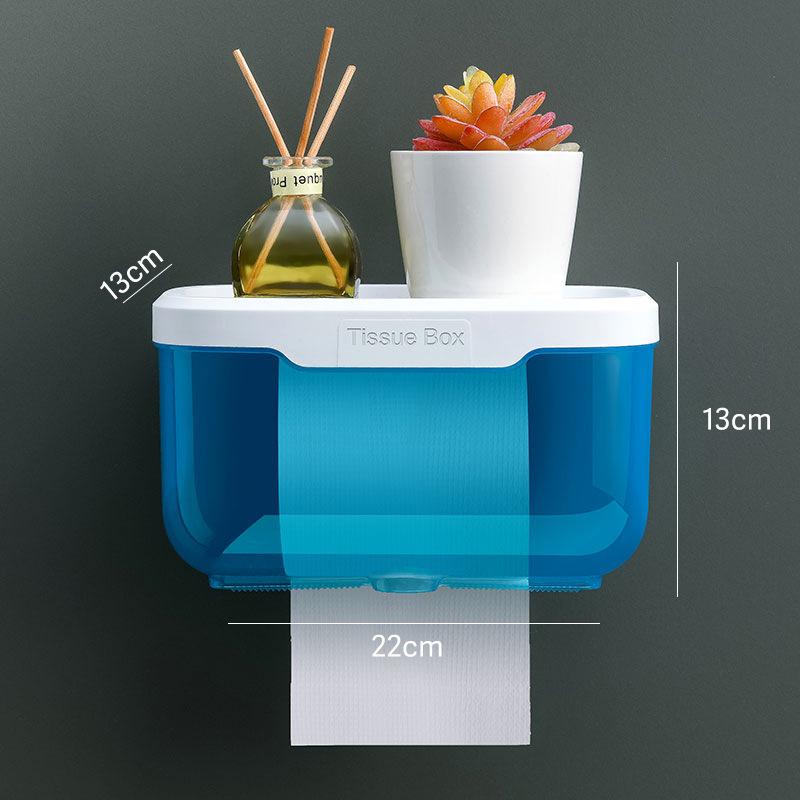 Punch-Free Bathroom Wall-Mounted Tissue Box and Storage Rack