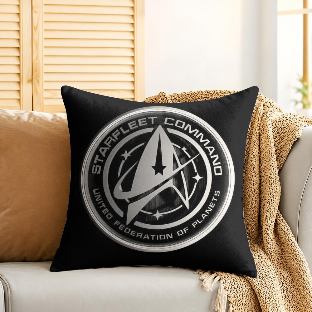 Star TTrek Ship Movie Cushion Cover Silky Short Plush Invisible Zipper Dustproof Sofa Pillow Case For Home Decor