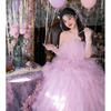 Strapless Colorful Outdoor Wedding Photography Dress with Princess Style Yarn