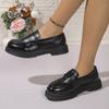 Fashion Solid Color PU Leather Flat Loafers Women Comfortable Soft Sole Slip On Shoes Woman Lightweight Casual Shallow Mouth Black Flats