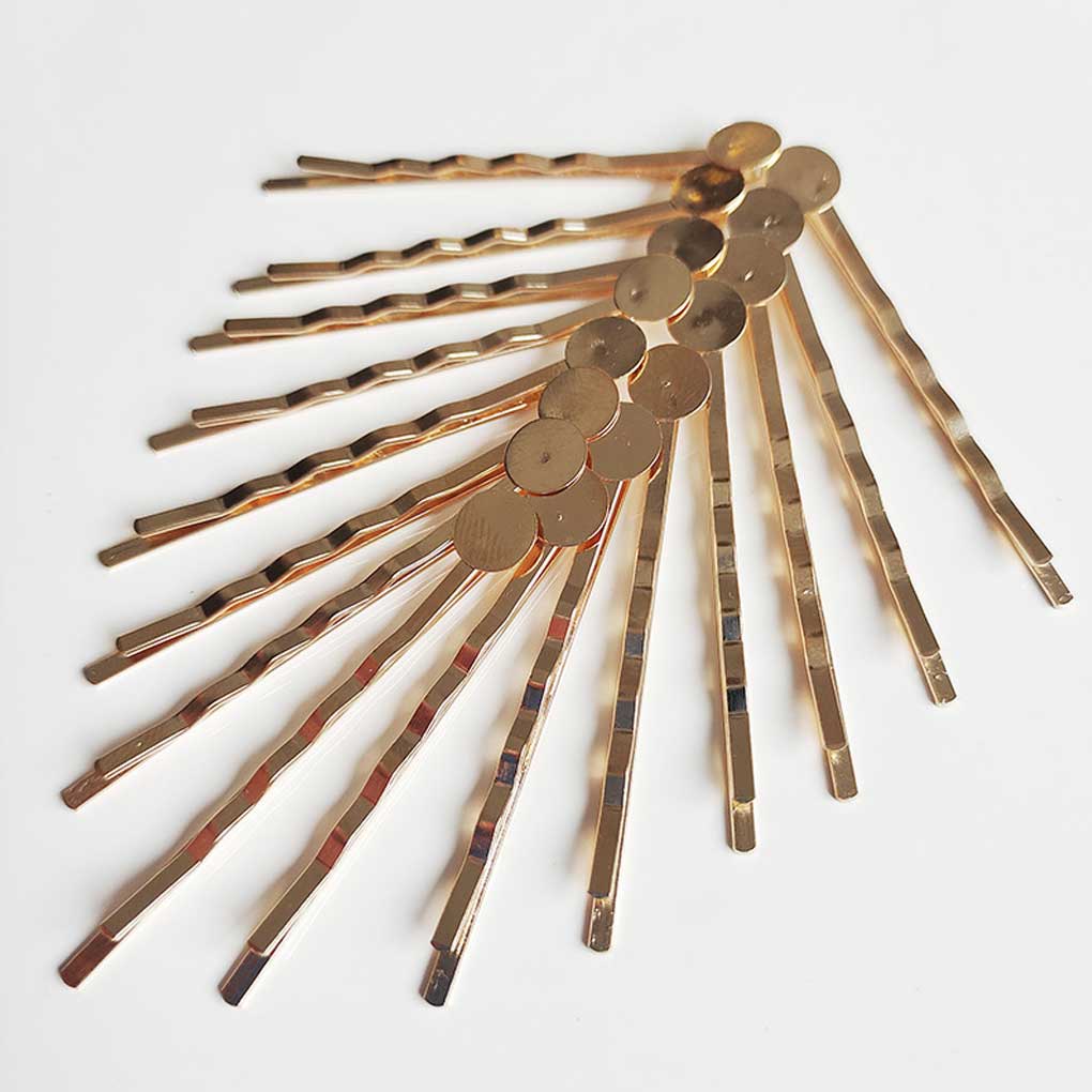 10 штук Металлическая женская заколка для волос Портативная Гальванизированная Волнистая форма DIY Женская заколка для волос Украшение с круглой основой