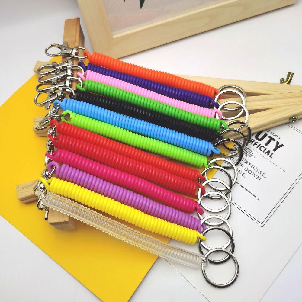 Security Gear Wrist Coil Spring Rope Key Ring Elastic Ropes Spiral Stretch Keychain Key Cord Clasp