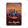 Tin Sign Landscape Paris Havana Tokyo Sydney Malibu Los Angeles Chicago City Metal Vintage Plaque Retro Decorative Plate Decor
